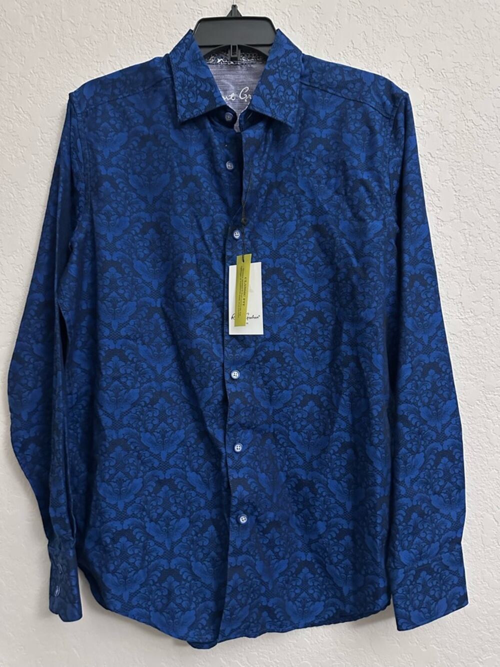 Robert Graham Bayview Cotton Button-Up Shirt Navy Men Small